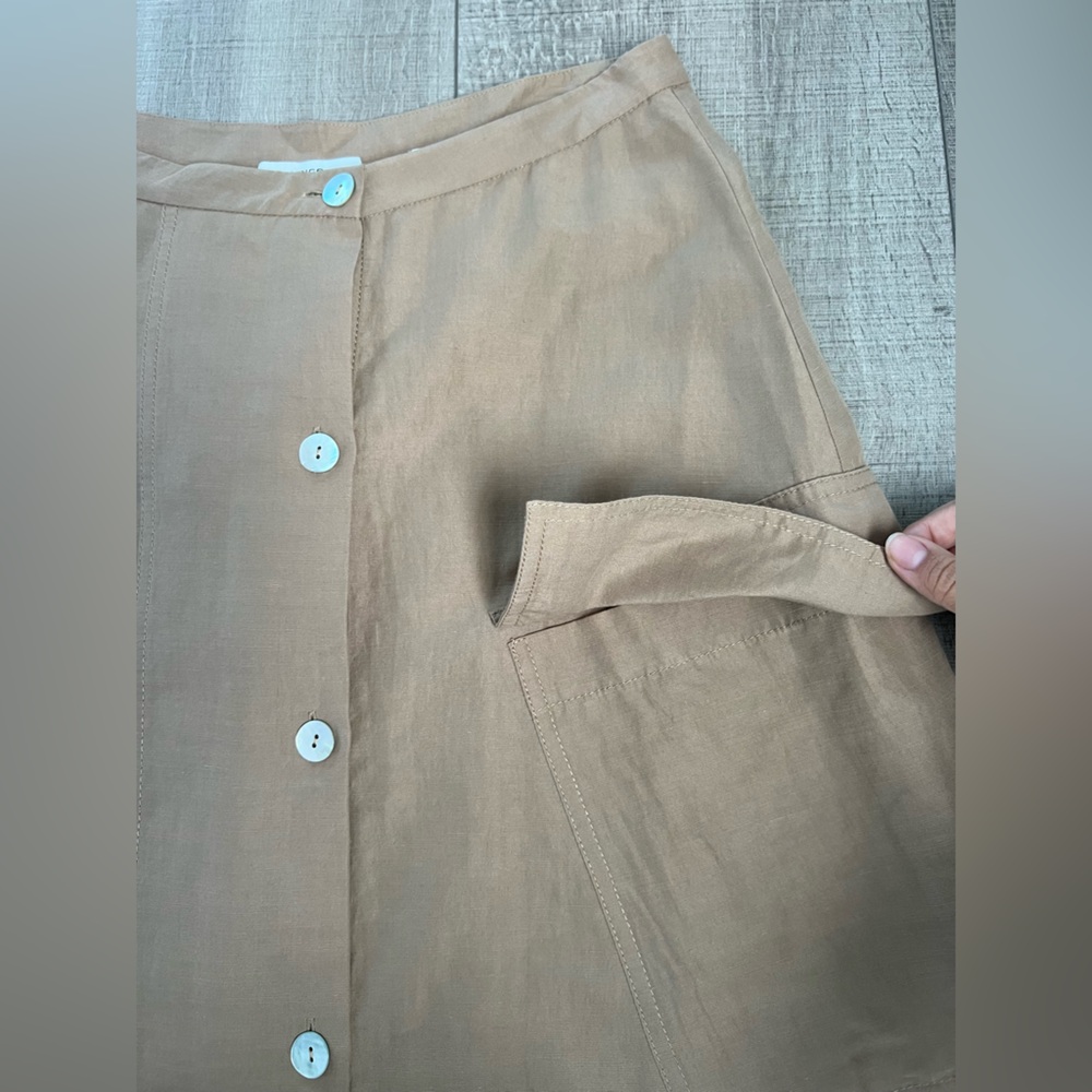 Vince Women’s Linen Blend Utility Button-Down Midi Skirt Size 10 - Picture 10 of 12